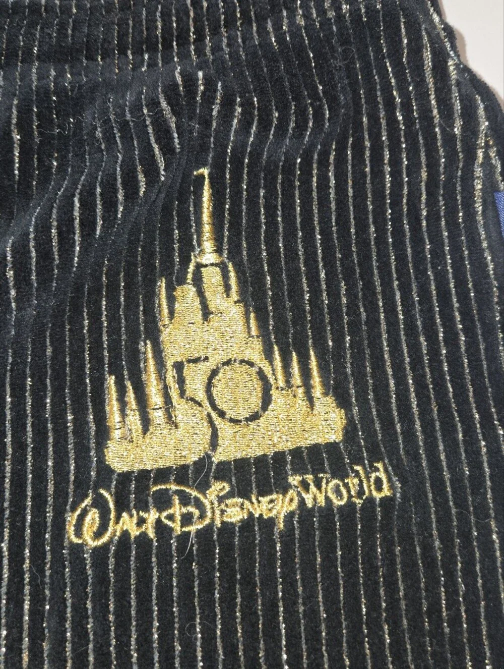 Walt Disney World 50th Anniversary Luxe Spirit Jersey Corduroy Sweatpants Black - Picture 4 of 9